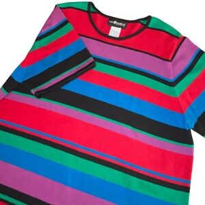 Vintage Sag Harbor Top Women’s Size 1X Black Red Purple Blue Green Cotton Soft